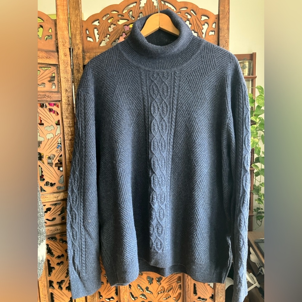 Men's Blue Cable Knit Sweater by Jos. A. Bank